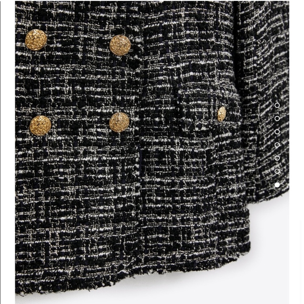 ZARA Double Breasted Textured Weave Coat - Picture 9 of 11